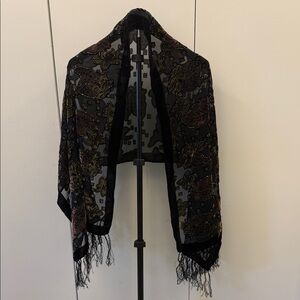 Elegant Black and Brown Floral Scarf